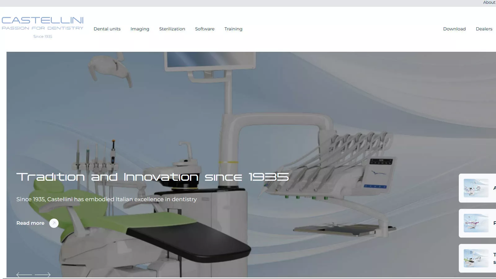 Castellini dental units manufacturer website homepage