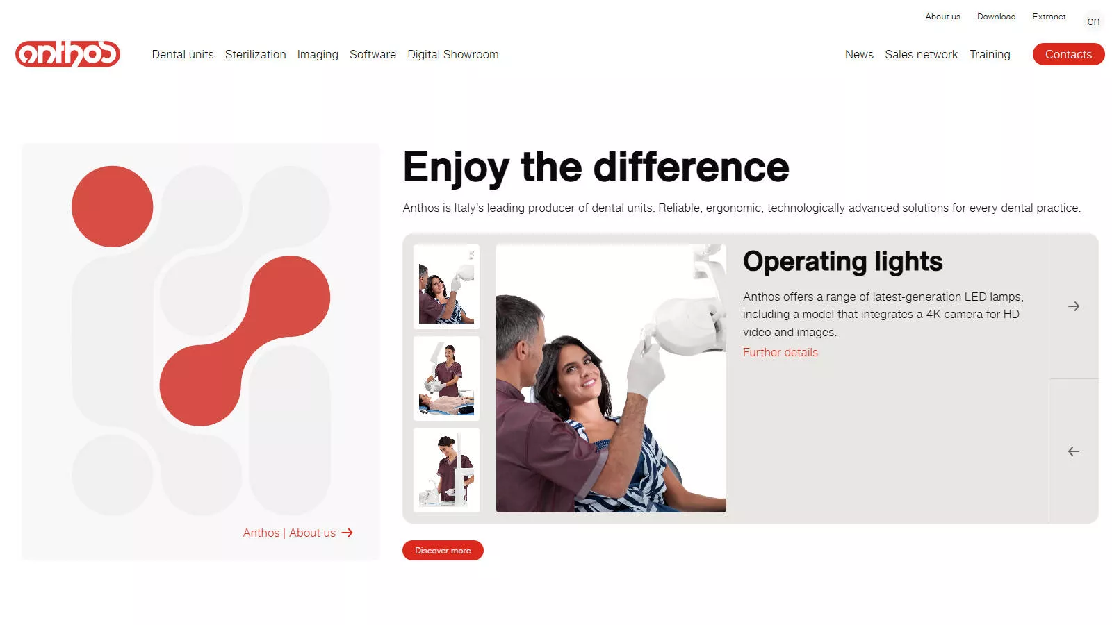 Anthos dental units manufacturer website homepage