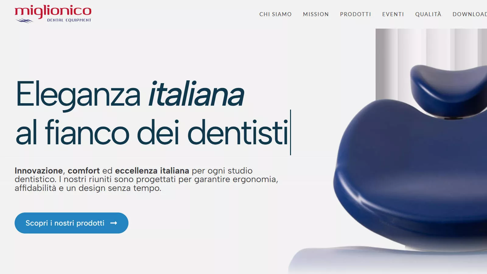 Miglionico dental equipment manufacturer website homepage