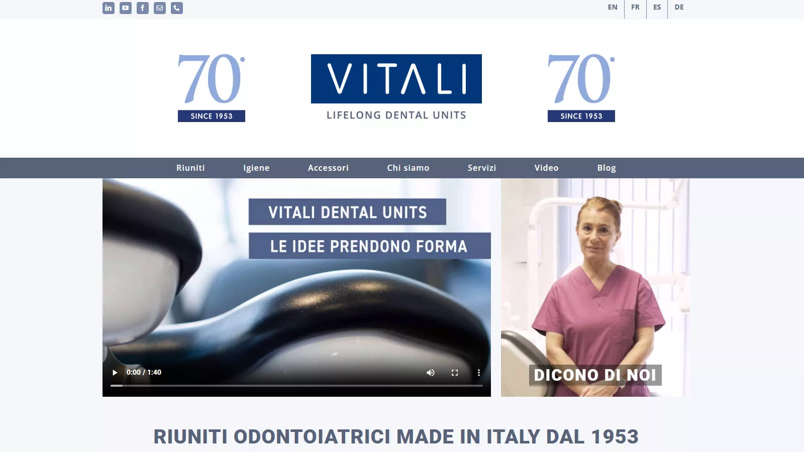 Vitali dental units manufacturer website homepage